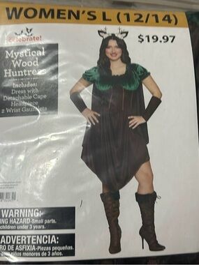 Mystical Wood Hunter Reindeer Women’s Costume Large L 12/14 Halloween Festival
